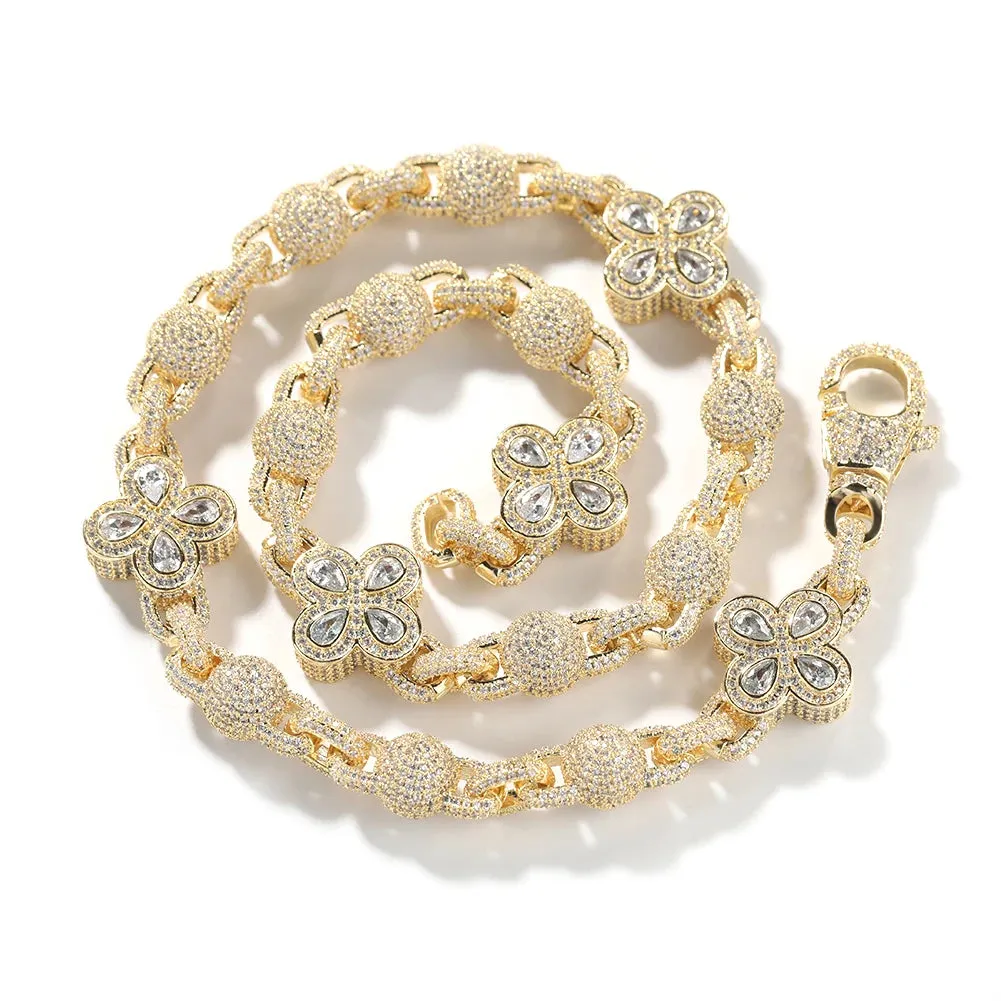 Paved Colorful Iced Out Bling Ball Chain