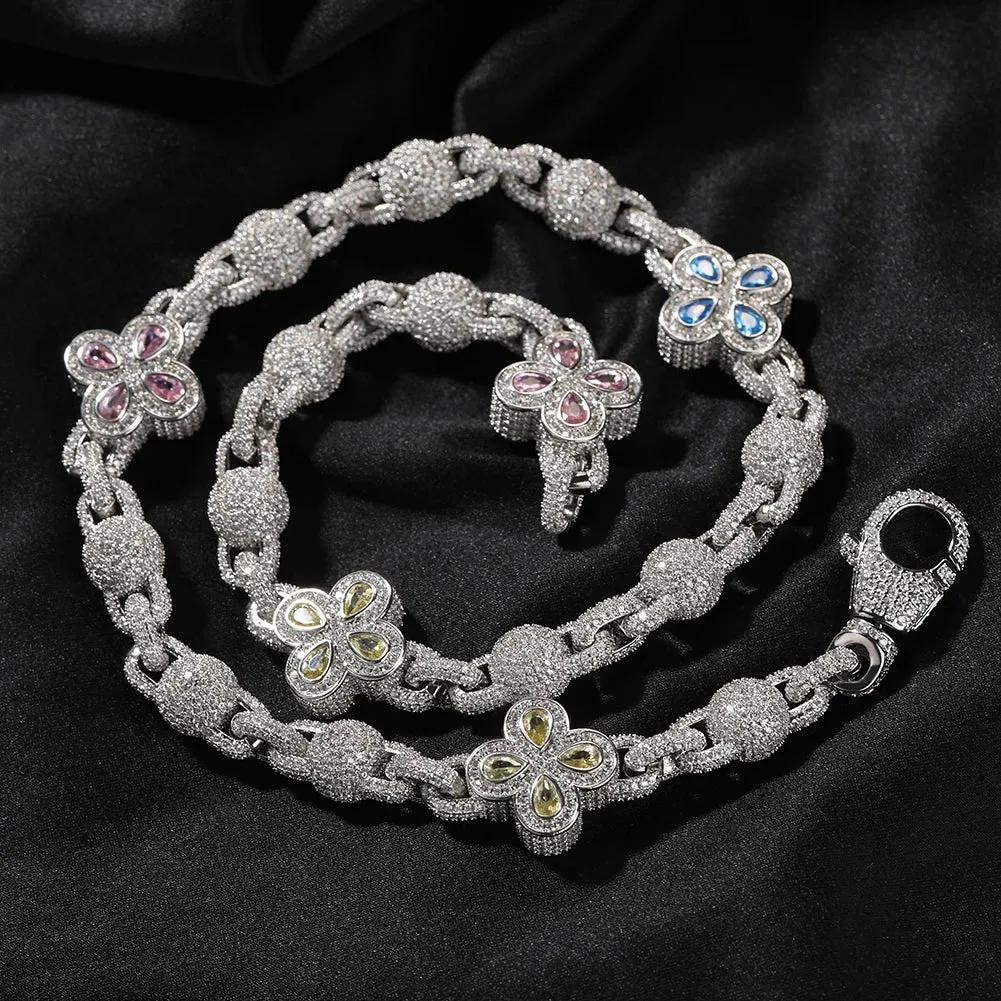 Paved Colorful Iced Out Bling Ball Chain