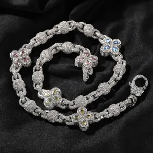 Paved Colorful Iced Out Bling Ball Chain
