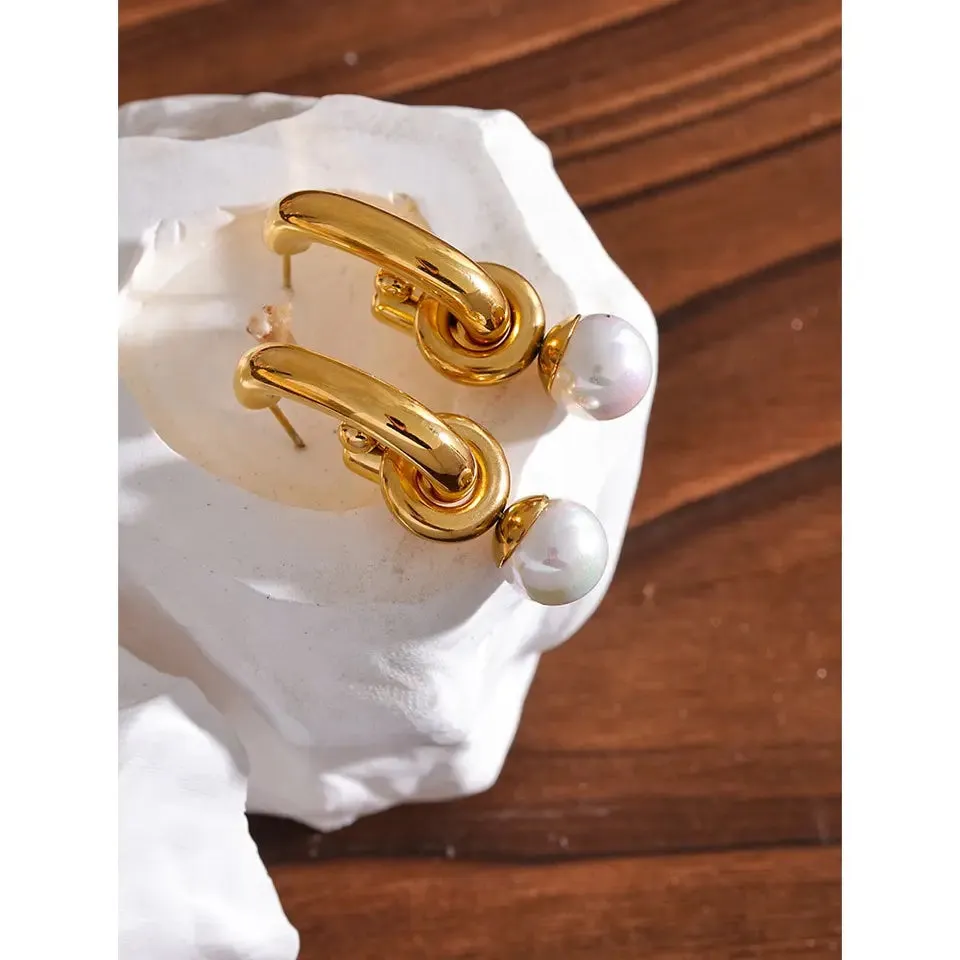Pearl Lock Drop Earrings