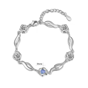 Personalized 1 Birthstone Flower Bracelets