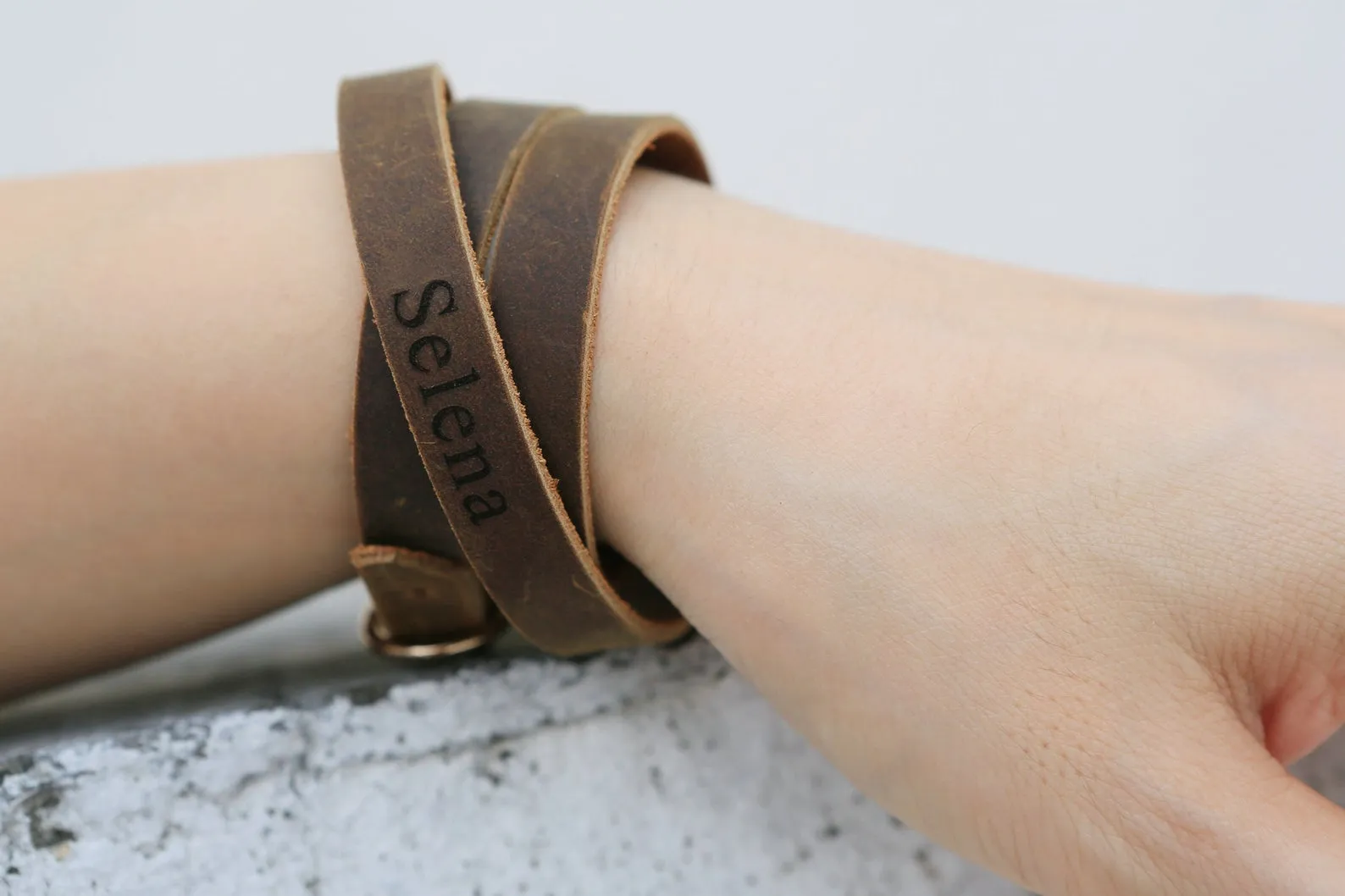 Personalized leather long wrap bracelets