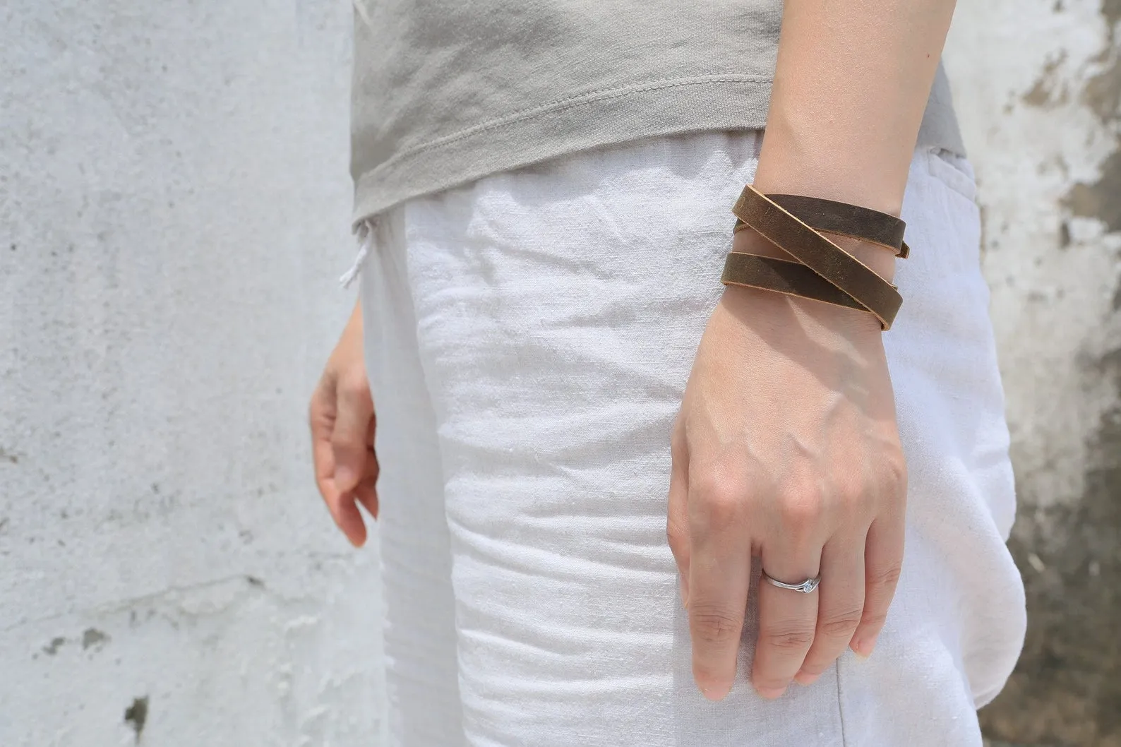 Personalized leather long wrap bracelets