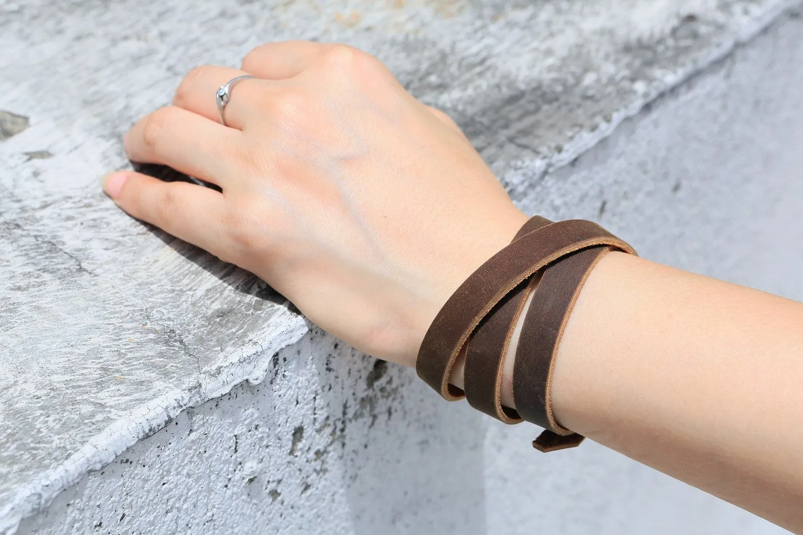 Personalized leather long wrap bracelets