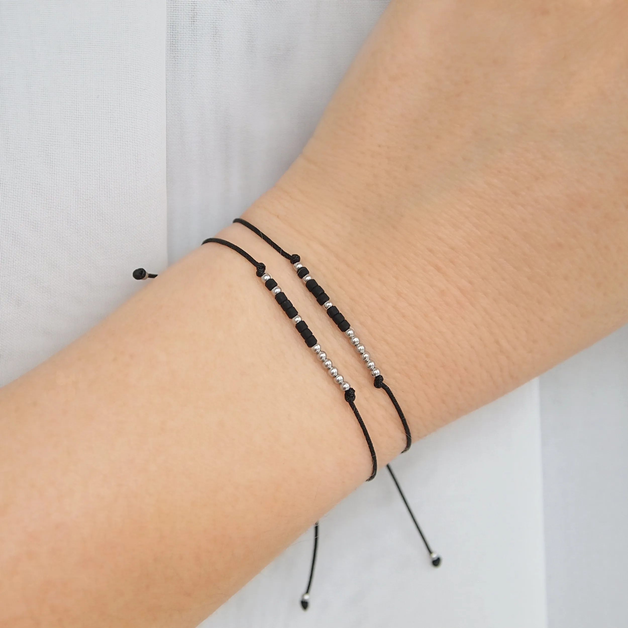 Personalized morse code bracelets set