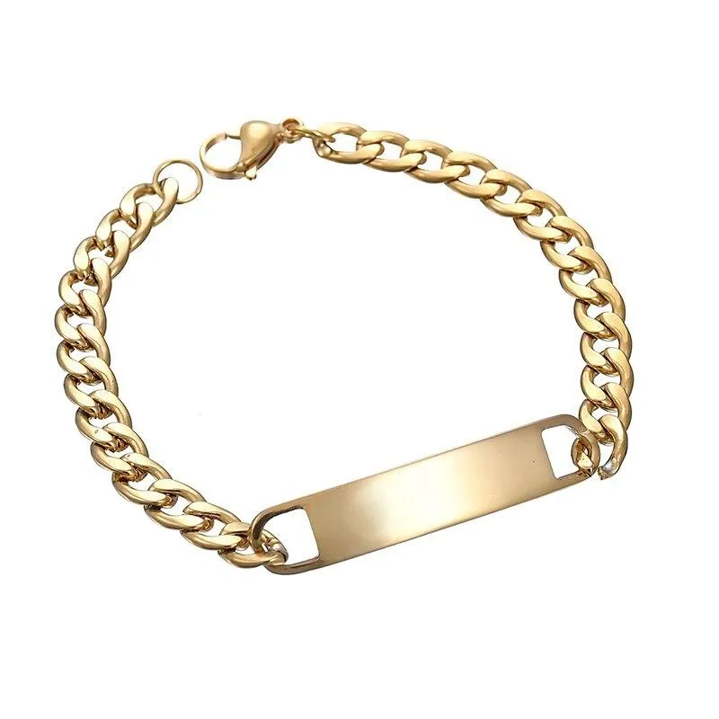 Personalized Name Bar Big Chain Bracelet For Men and Women