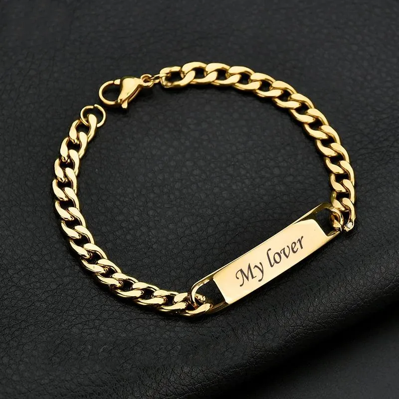 Personalized Name Bar Big Chain Bracelet For Men and Women