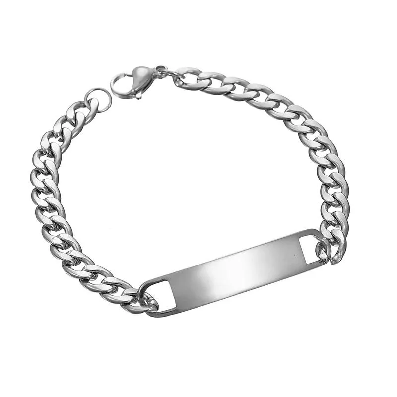 Personalized Name Bar Big Chain Bracelet For Men and Women