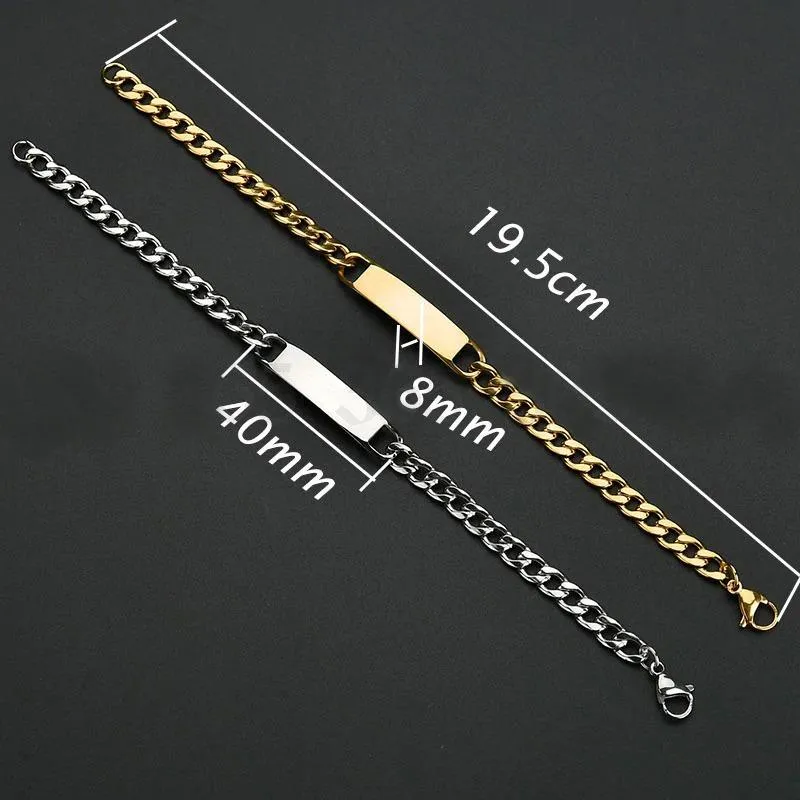 Personalized Name Bar Big Chain Bracelet For Men and Women