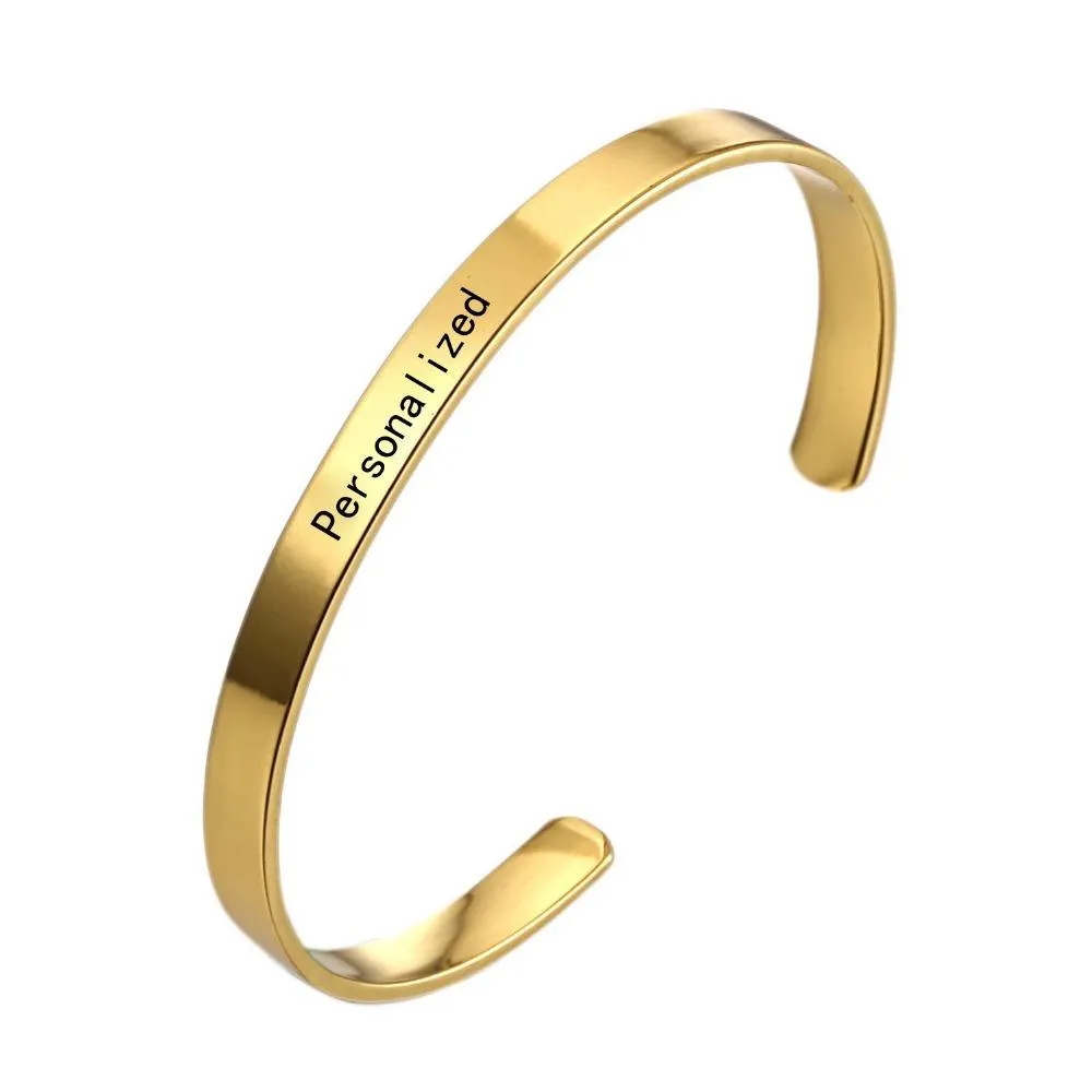 Personalized Name Minimalist and Thin Bangle Bracelet