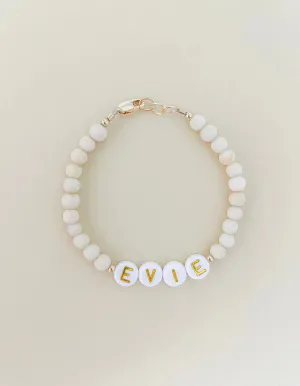 Personalized Name Mommy & Baby Bracelet in Creamy Beads