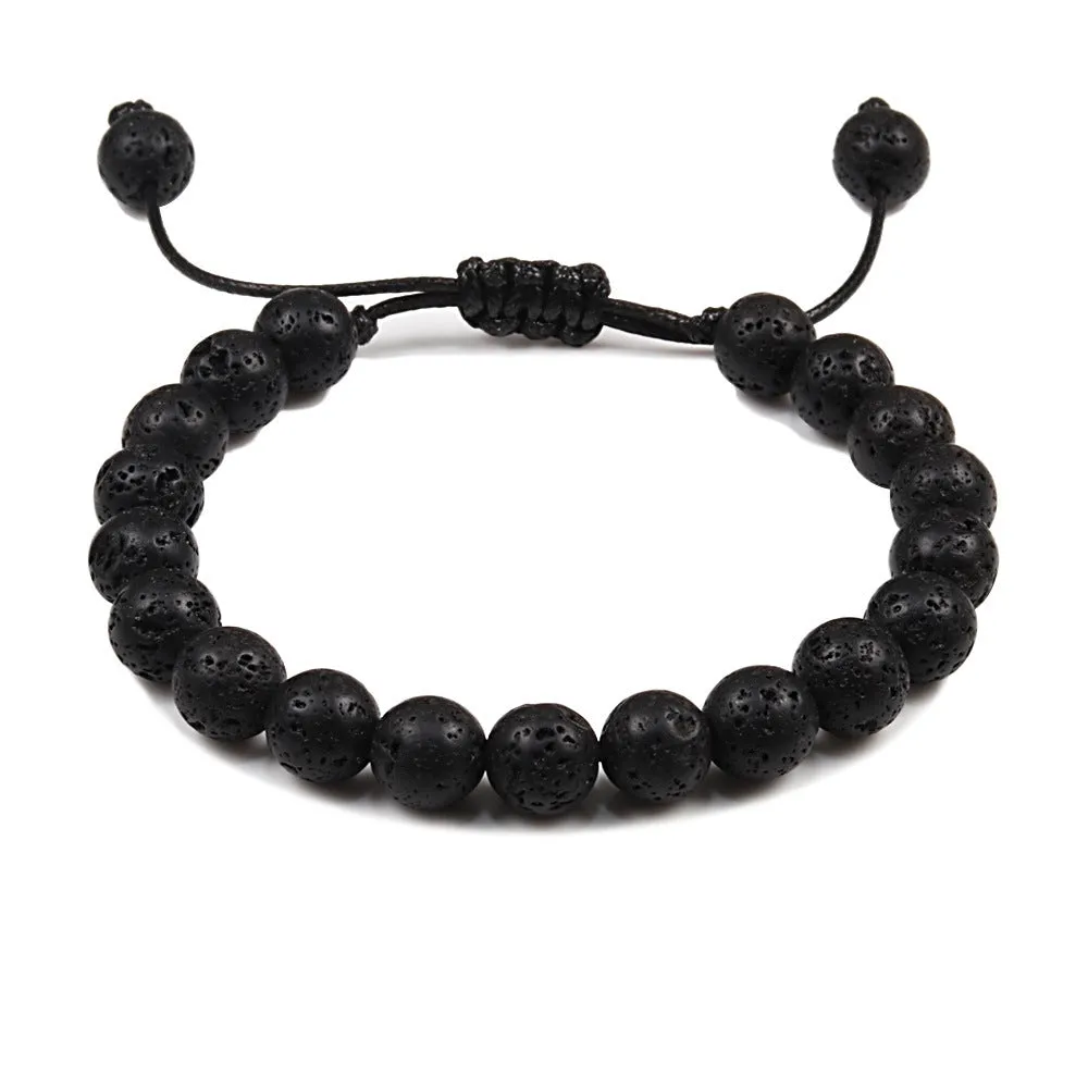 Personalized Volcanic Stone Tiger Eye Chain Couple Bracelet