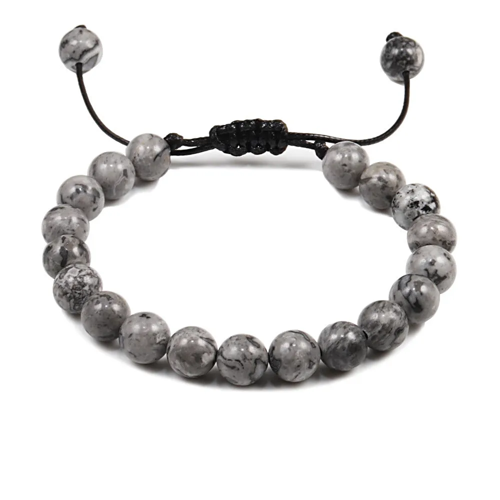 Personalized Volcanic Stone Tiger Eye Chain Couple Bracelet
