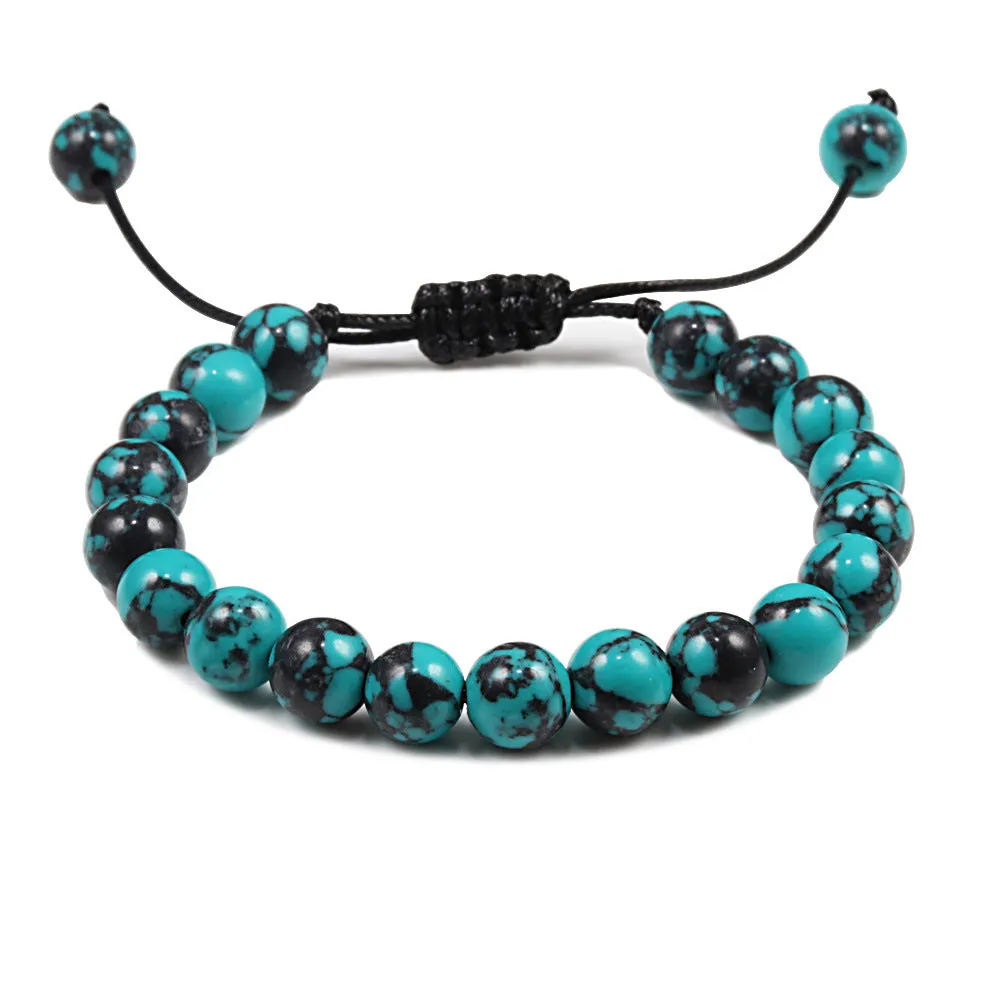 Personalized Volcanic Stone Tiger Eye Chain Couple Bracelet
