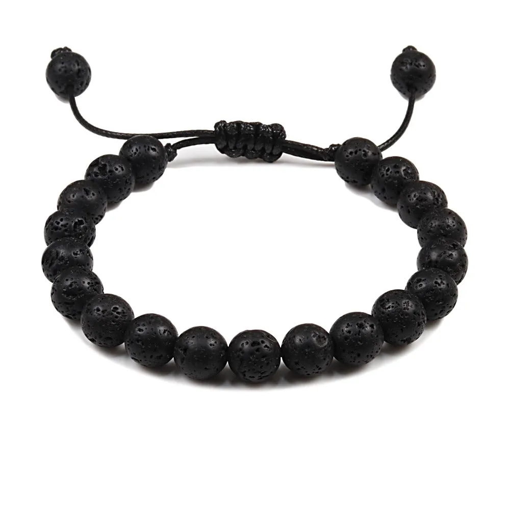Personalized Volcanic Stone Tiger Eye Chain Couple Bracelet
