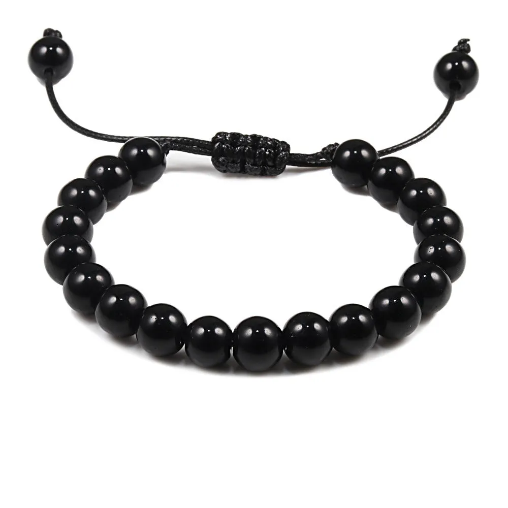 Personalized Volcanic Stone Tiger Eye Chain Couple Bracelet