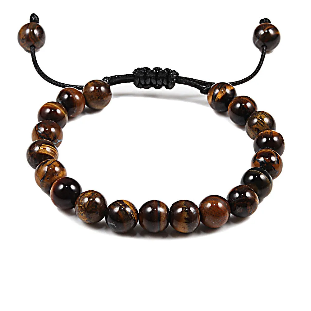Personalized Volcanic Stone Tiger Eye Chain Couple Bracelet