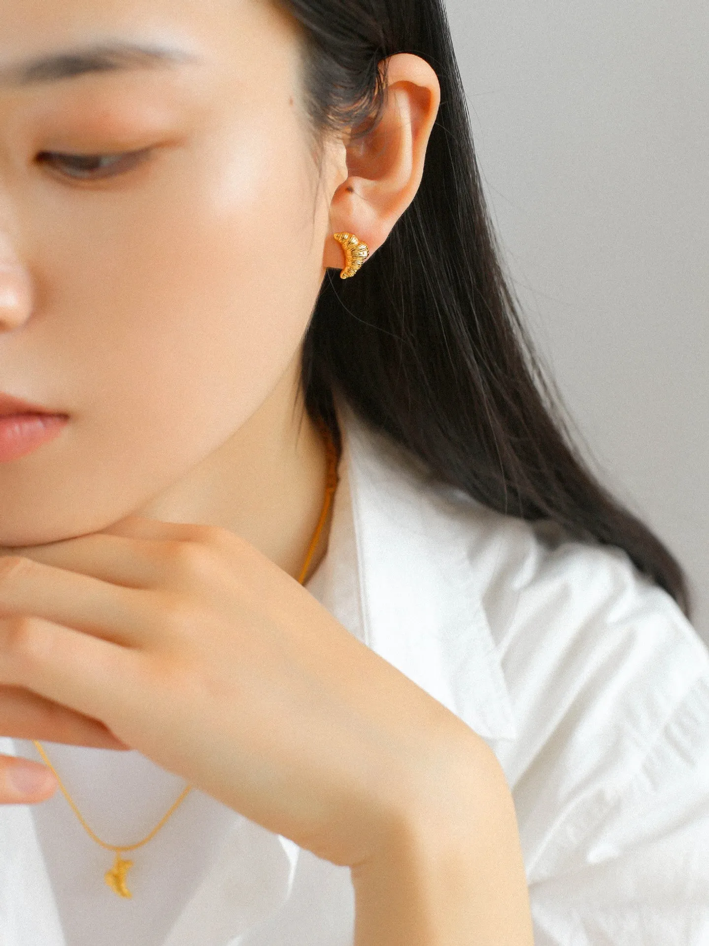 Petite Croissant Stud Earrings