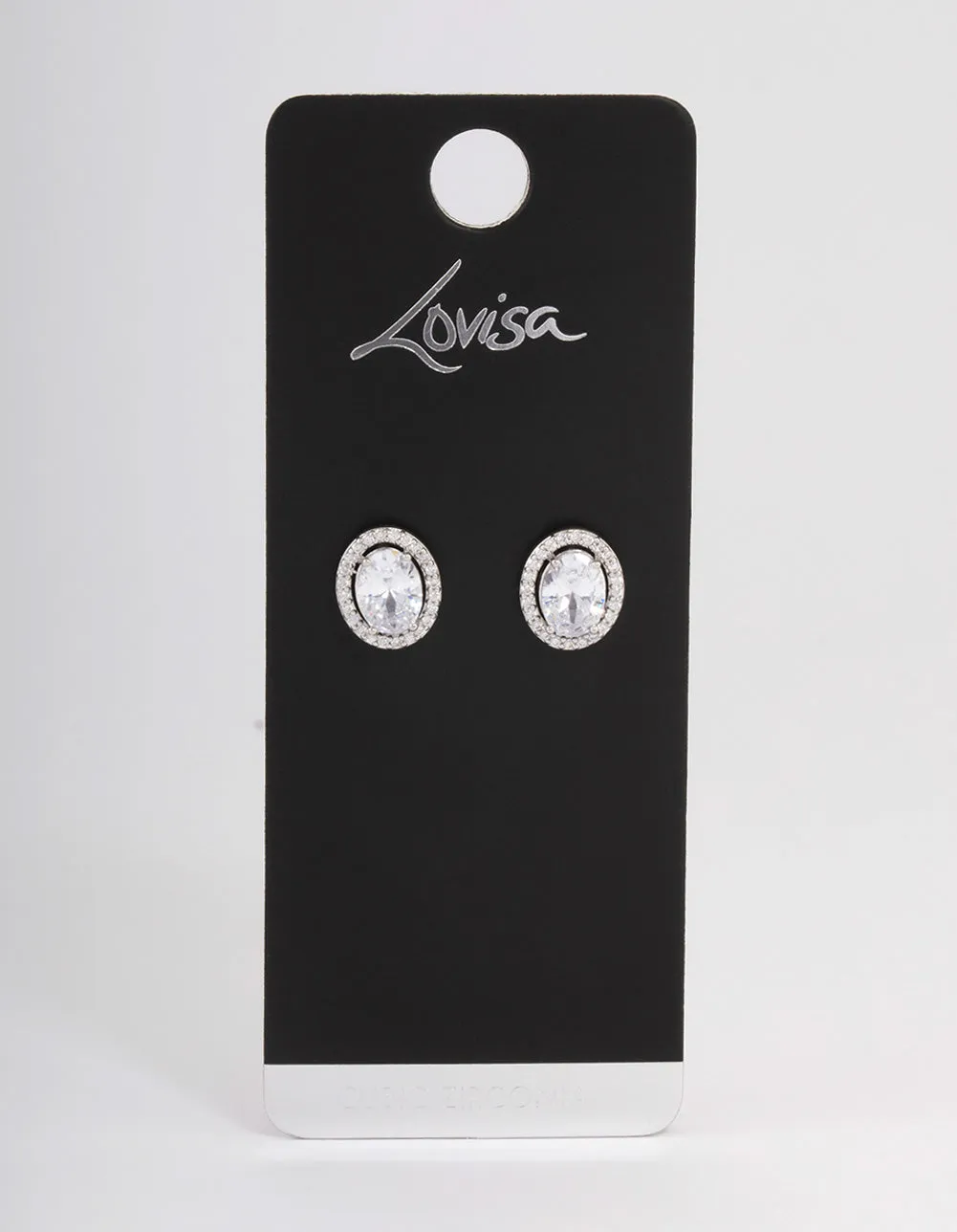 Rhodium Oval Framed Earrings