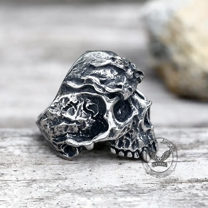 Rise From Ashes Stainless Steel Skull Ring