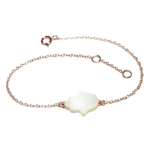 Rosy Mother of Pearl Hamsa Bracelet 7 inch