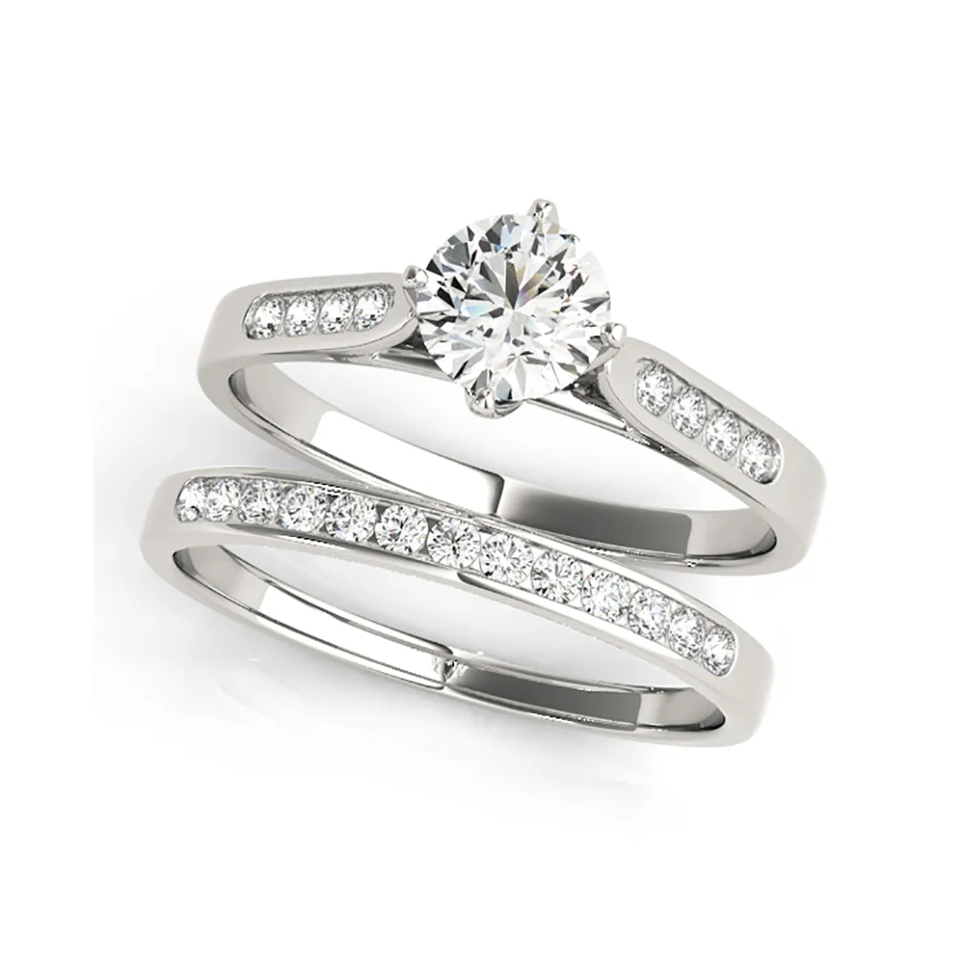 Round Brilliant Cut Diamond Reverse Tapered Shank Diamond Engagement Ring(  0.6 CTW)