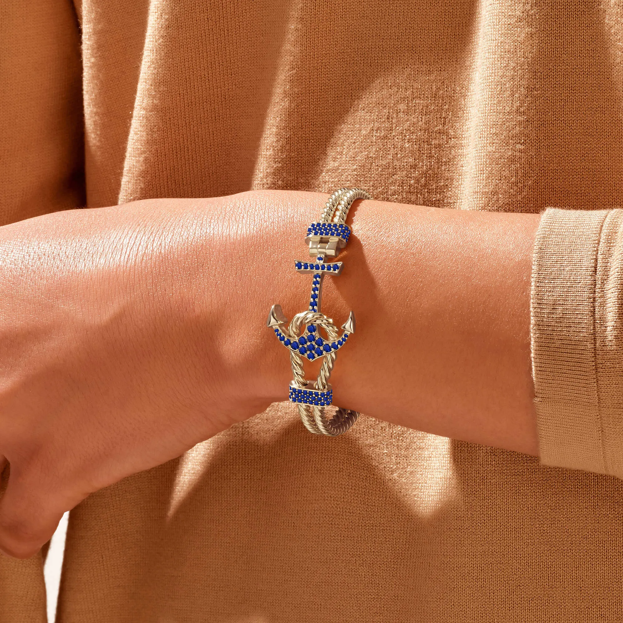 Sapphire Twined Anchor Bangle