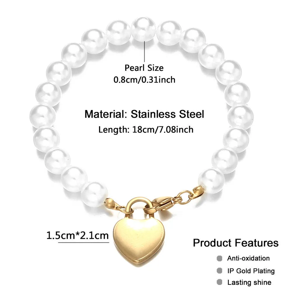 Shop Personalized Heart Pearl Bracelets