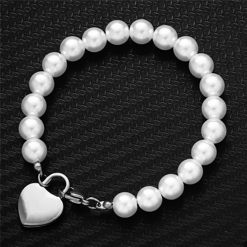 Shop Personalized Heart Pearl Bracelets