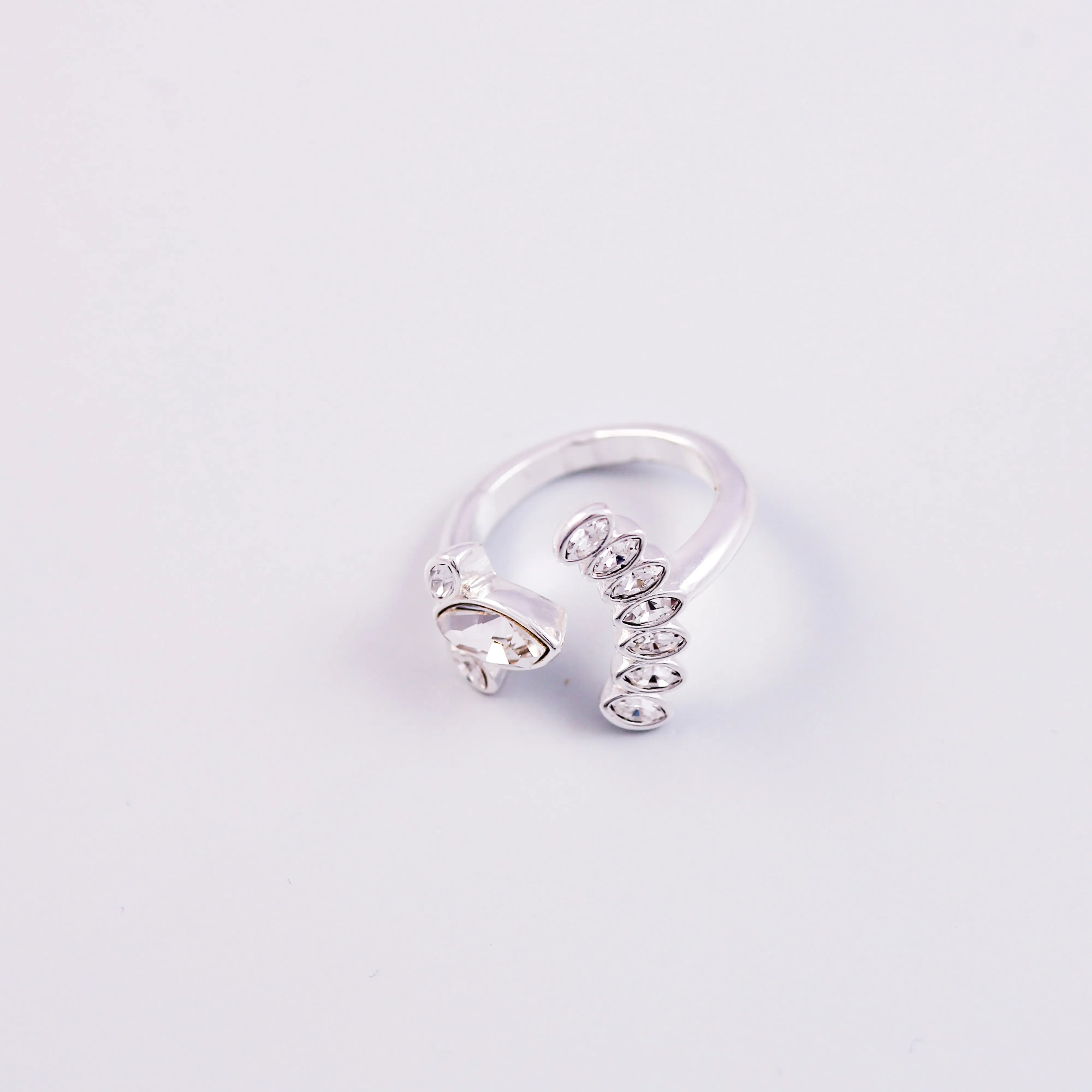 Silver & Crystal Cherry Blossom Sakura Ring
