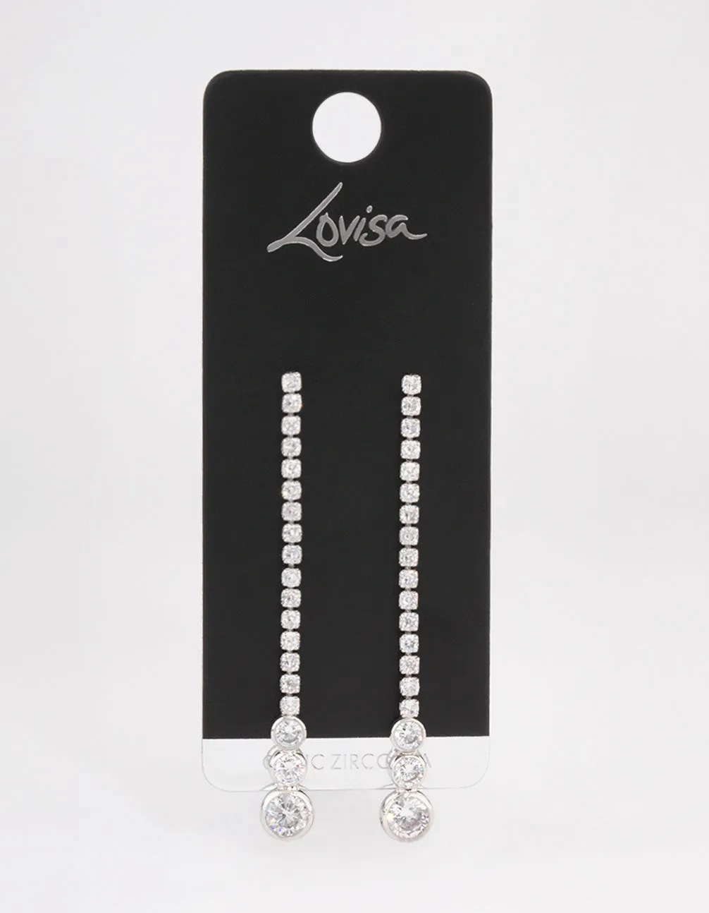 Silver Cupchain Cubic Zirconia Drop Earrings