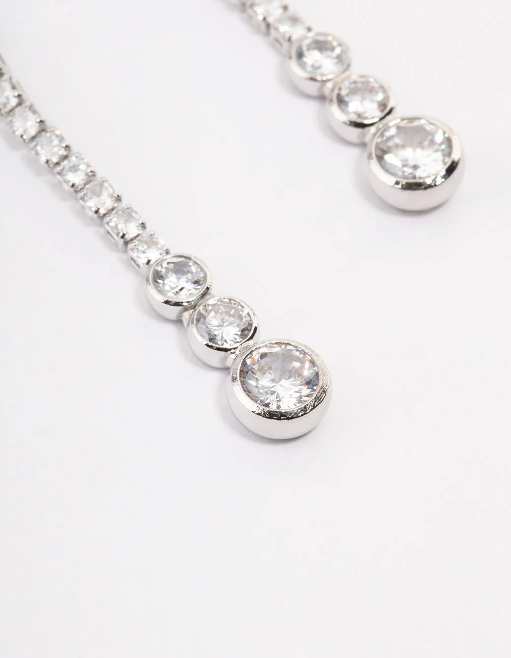 Silver Cupchain Cubic Zirconia Drop Earrings