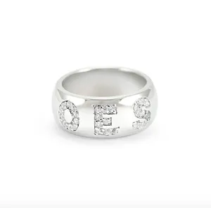 Silver Dome Ring Order of The Eastern Star Sisterhood Mason Silver Jewelry OES Masonic Gift