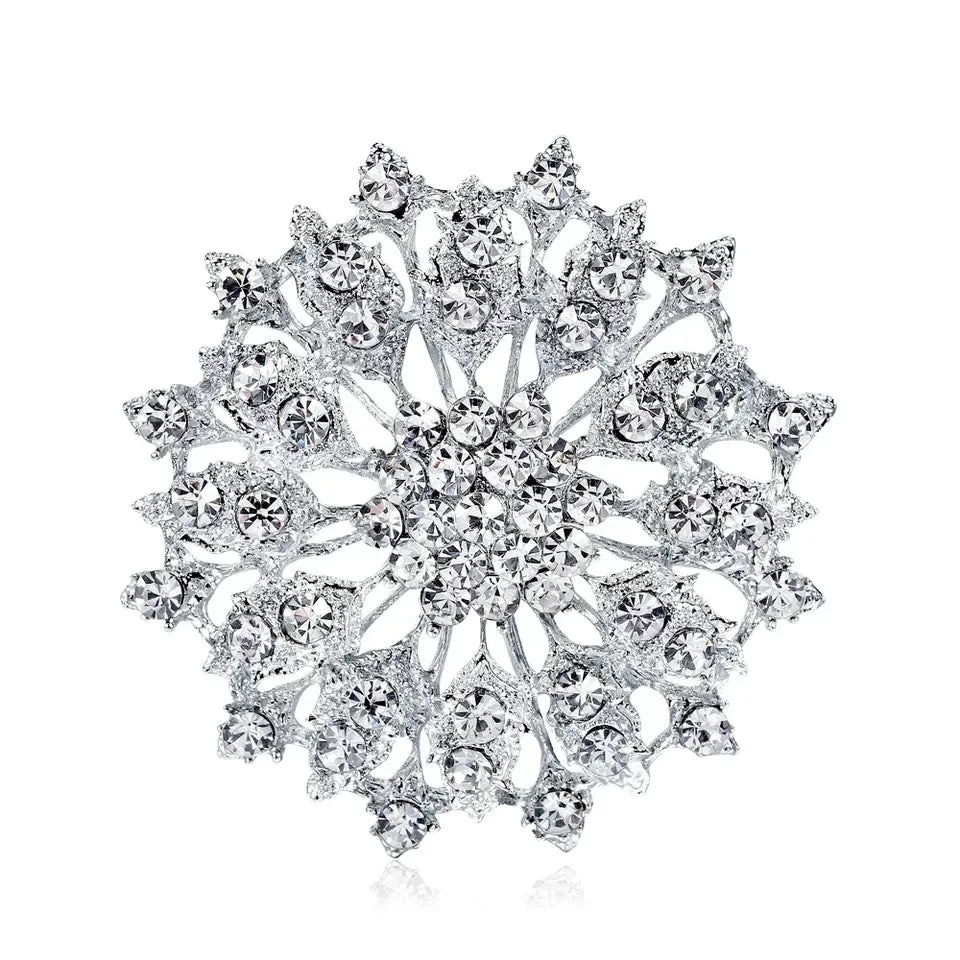 Silver Rhinestone Brooch - Style 17
