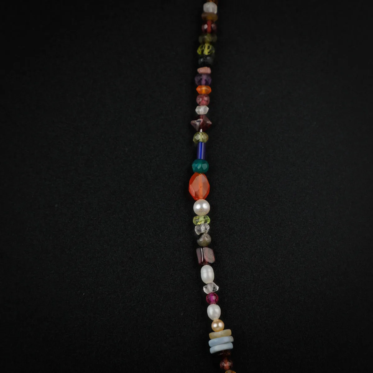 Silver Tie & Wear Necklace with Multicolor Semi-Precious Stones