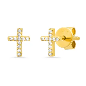 Single Cross Diamond Stud 14kt Gold