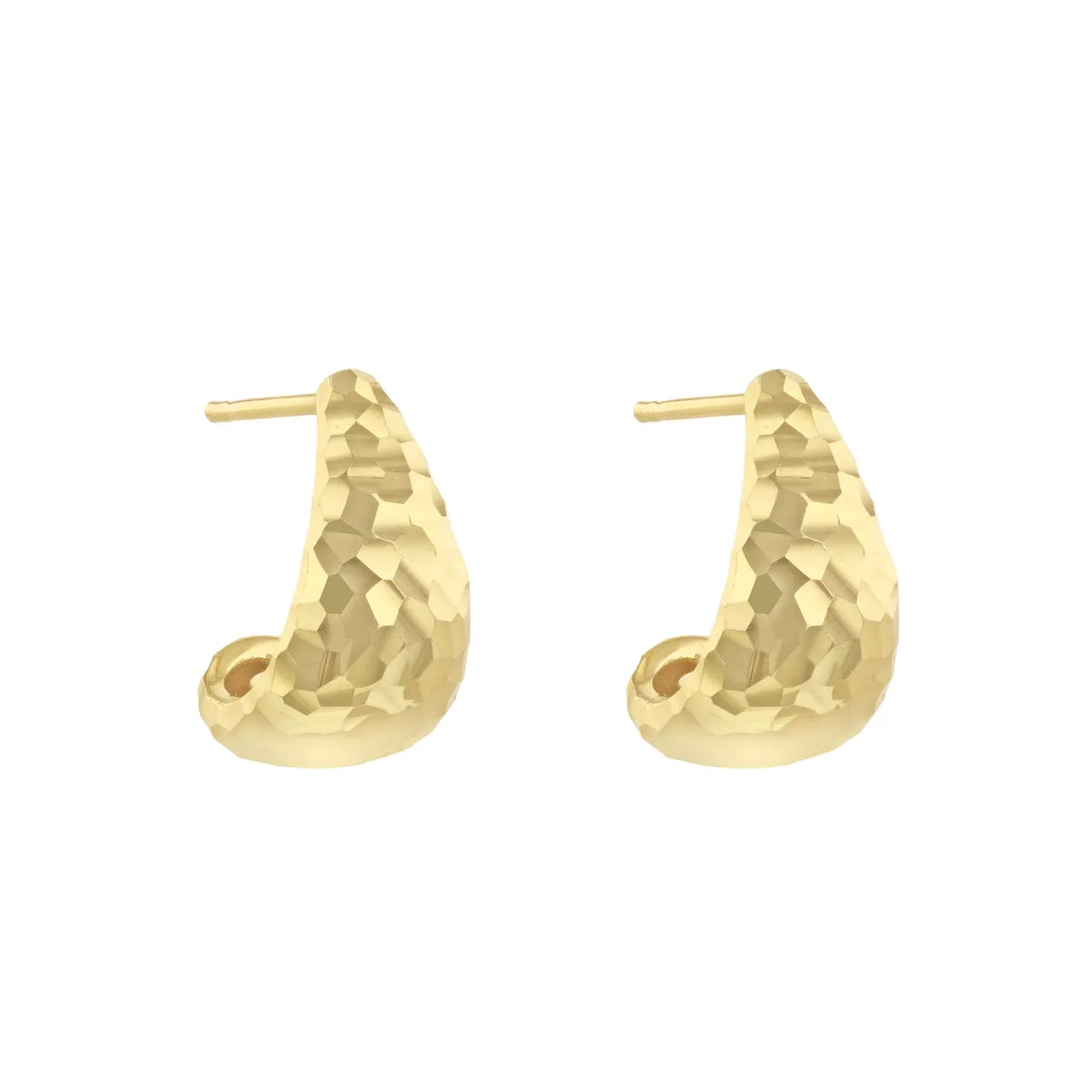 Soleil Collection Diamond Cut Patterned Hoops | 9K Solid Yellow Gold