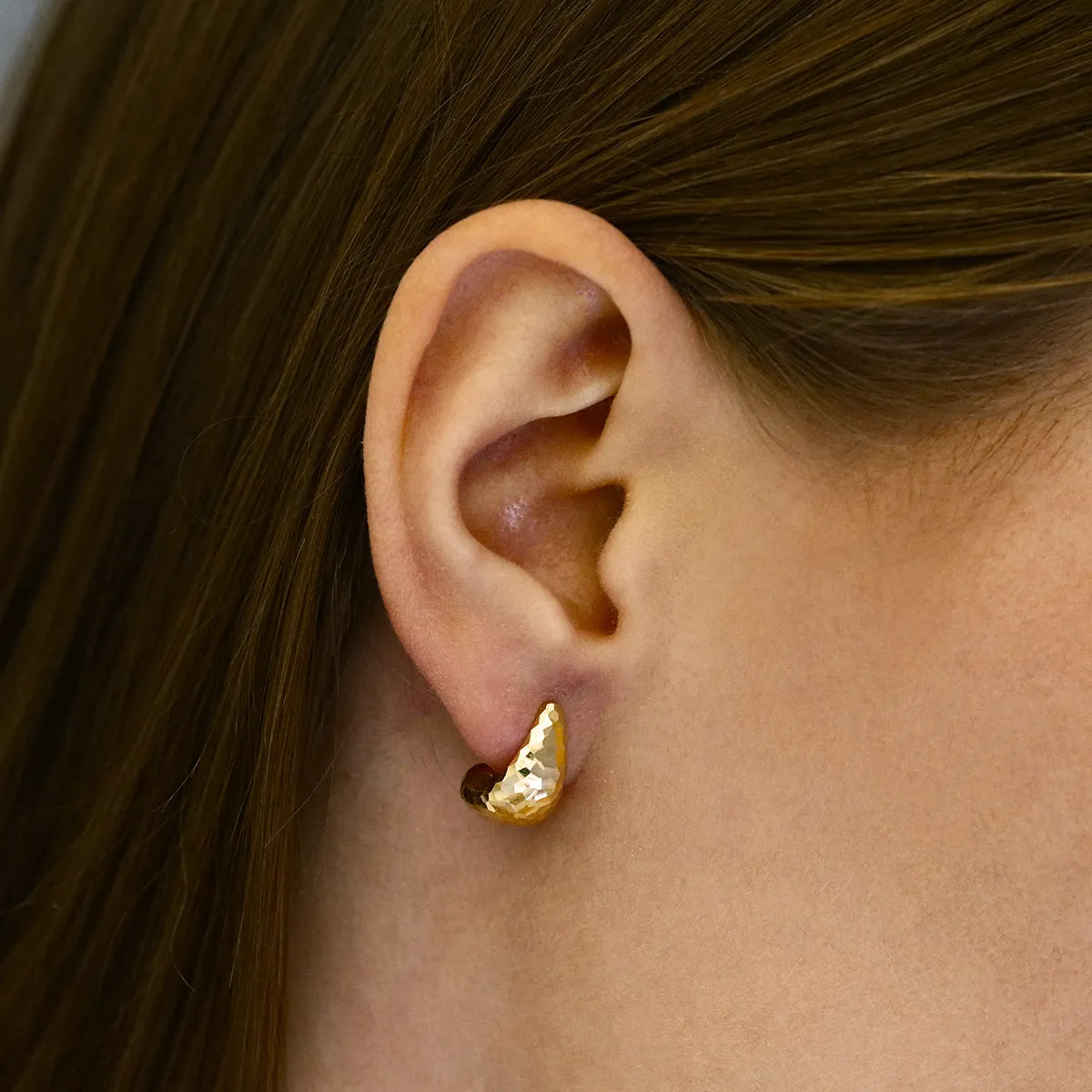 Soleil Collection Diamond Cut Patterned Hoops | 9K Solid Yellow Gold