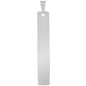 Solid 14k White Gold Engravable Personalized Vertical Bar Charm Pendant