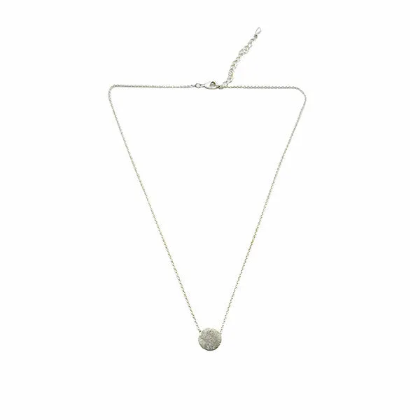 Solid Circle Silver Short Necklace