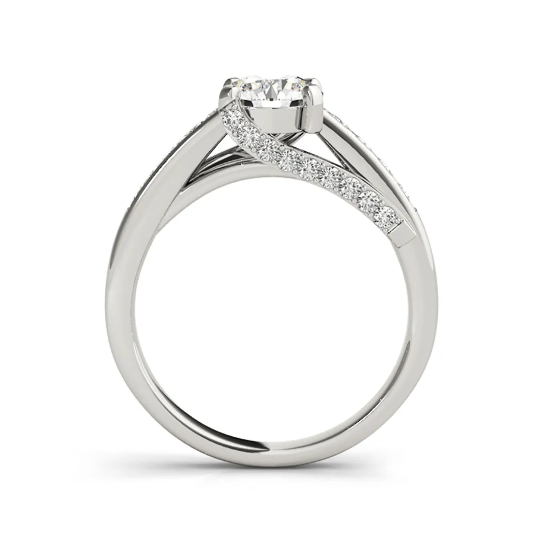 Solitaire Round Brilliant Cut Swirly Gallery Diamond Engagement Ring(  0.84 CTW)