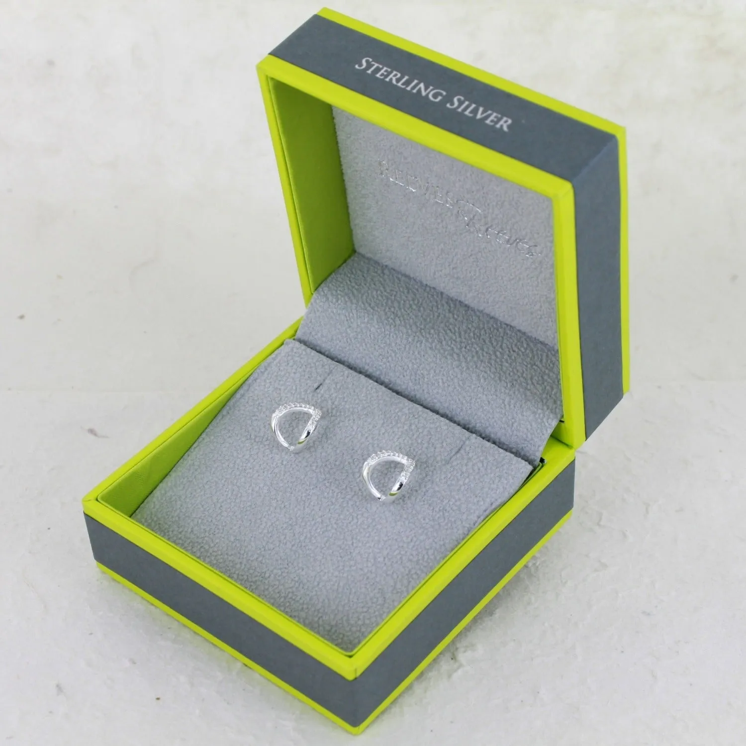 Sterling Silver Heart Huggie and Pavé Earrings