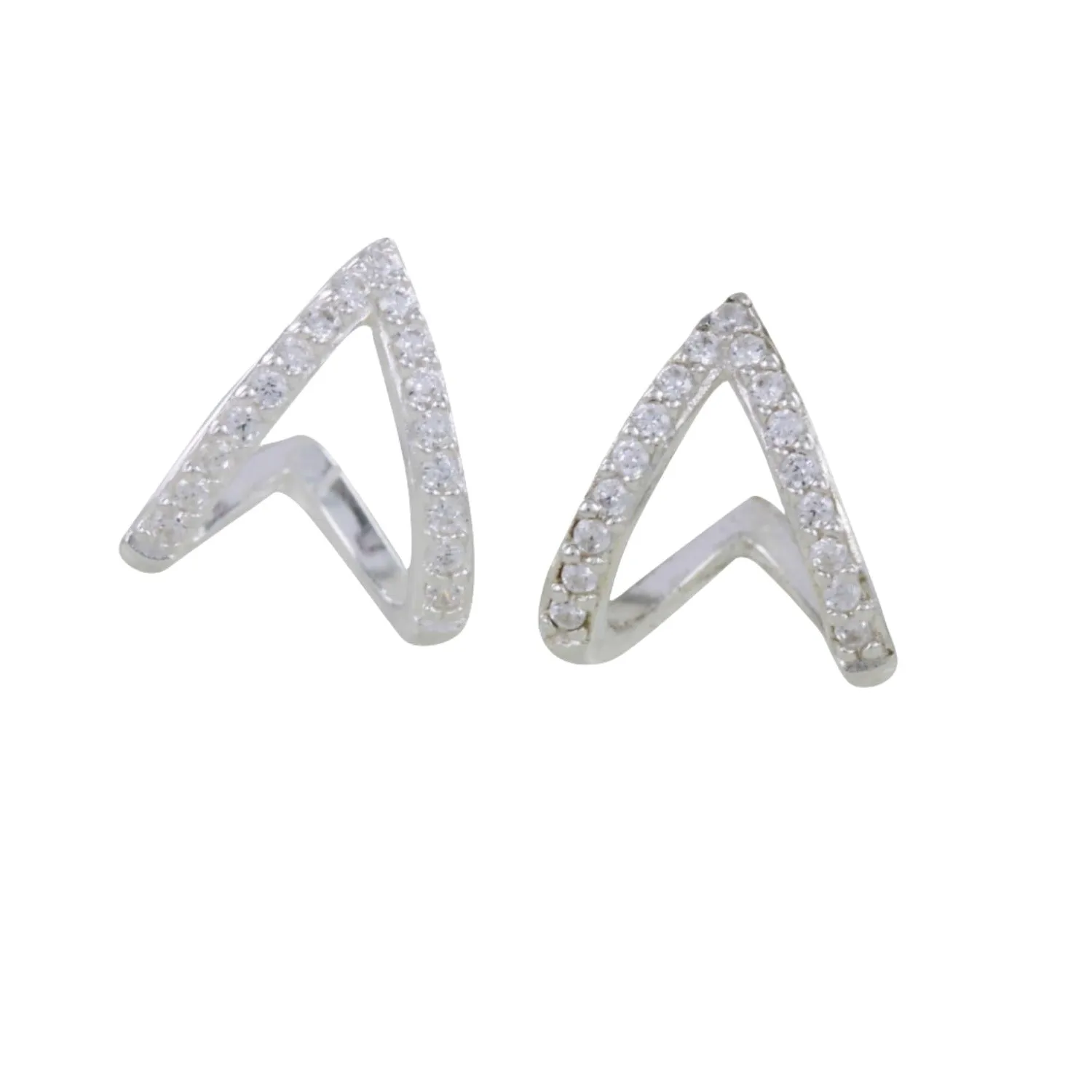 Sterling Silver Heart Huggie and Pavé Earrings