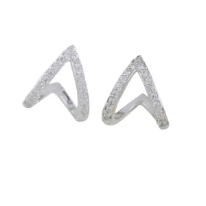 Sterling Silver Heart Huggie and Pavé Earrings