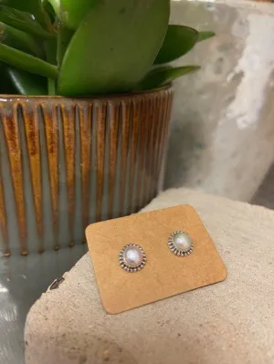 Sterling Silver Pearl Stud Earrings