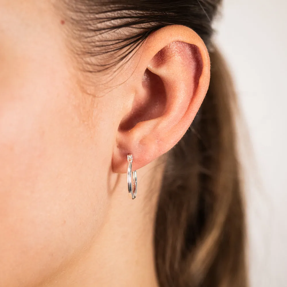 Sterling Silver Ribbed 12mm Hoop Earrings