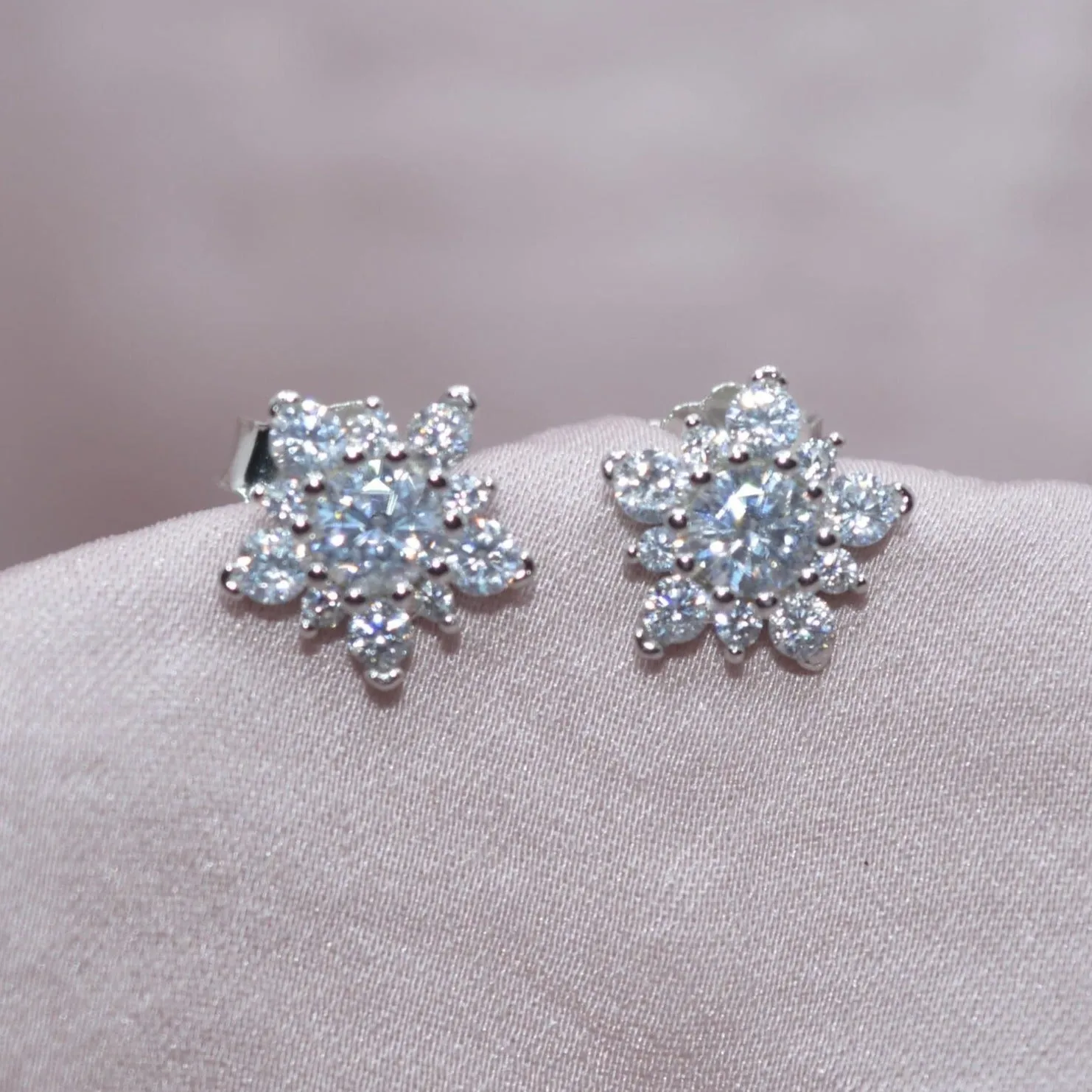 Stone-Studded Blossoms Earrings