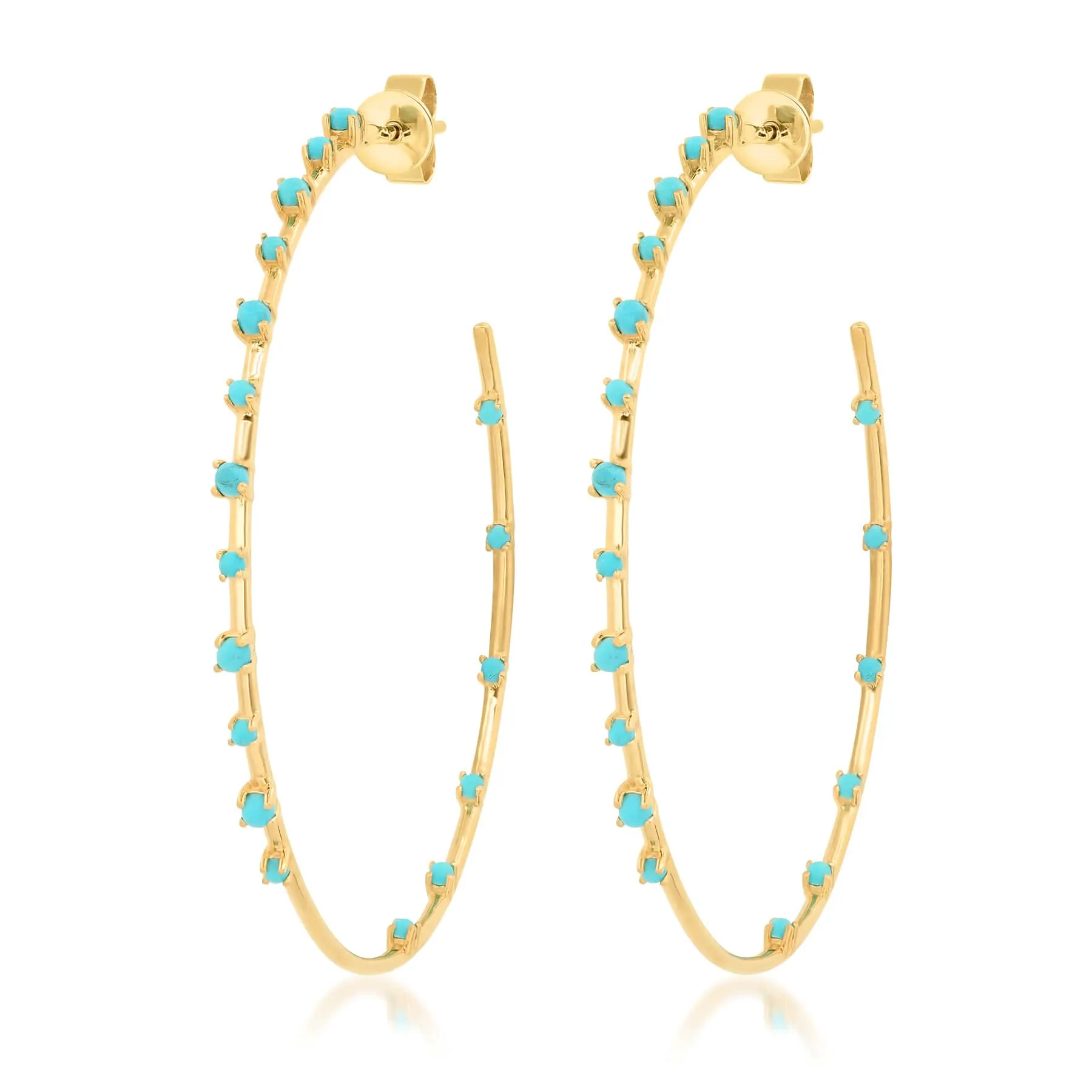 STUDDED HOOP EARRING, TURQUOISE