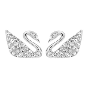 SWAROVSKI Swan Rhodium Plated & Clear Crystal Earrings #1116357
