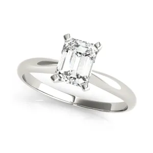 Tappered Shank Solitaire Emerald Cut Diamond Engagement Ring(  0.5 CTW)